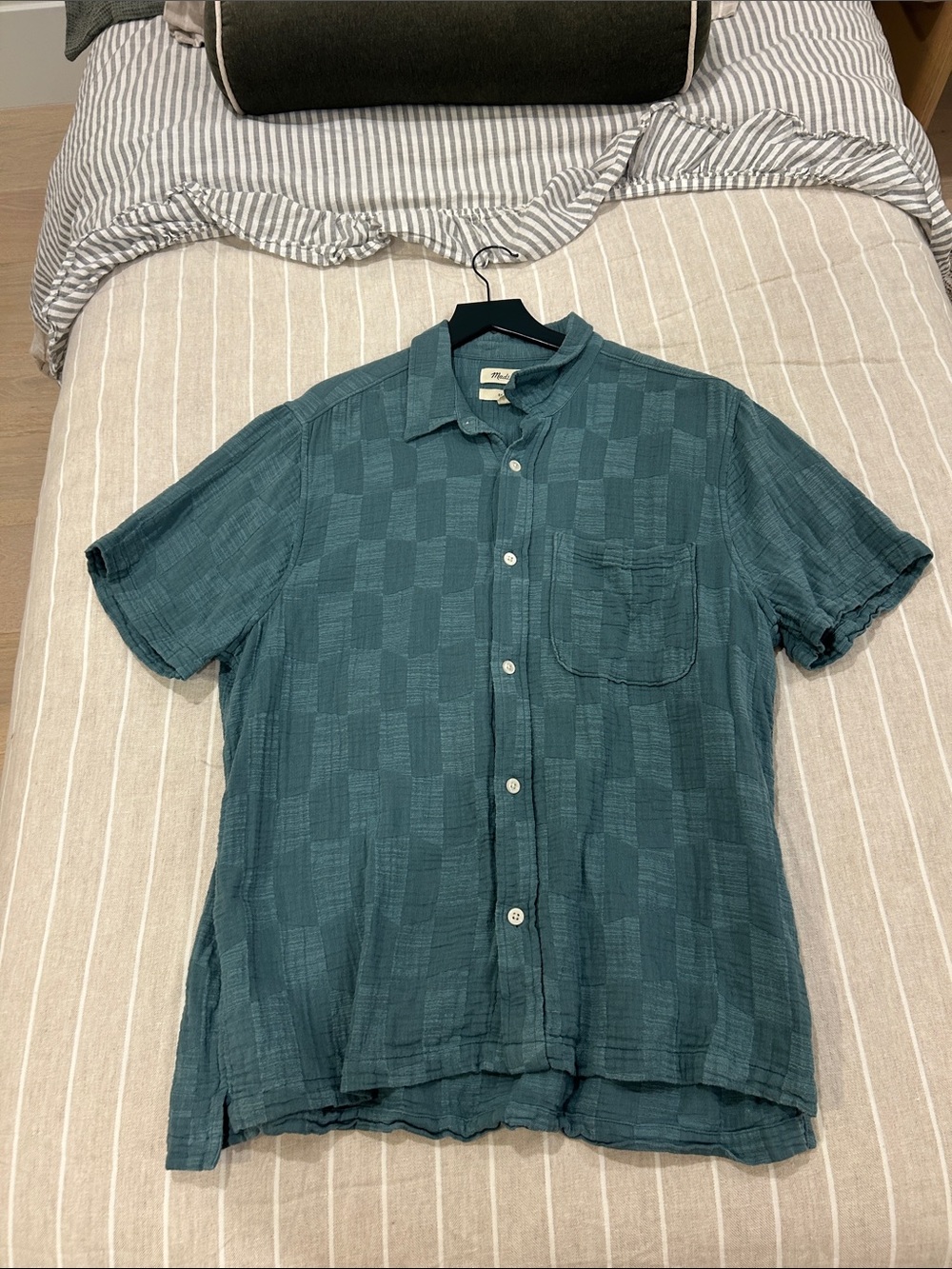 Madewell Teal Short-Sleeve Button-Down Shirt